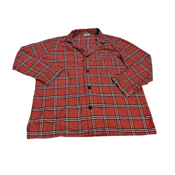Garnet Hill Flannel Sleep Shirt Red Navy Blue‎ and White Plaid Size Large - Picture 1 of 10